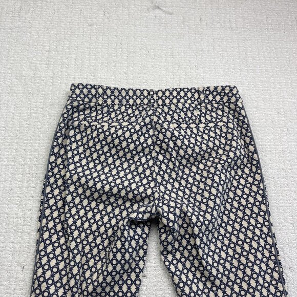 Cartonnier Women's Blue/Off-White Pants Boho Geometric Pattern AOP Size 0 - Picture 8 of 11